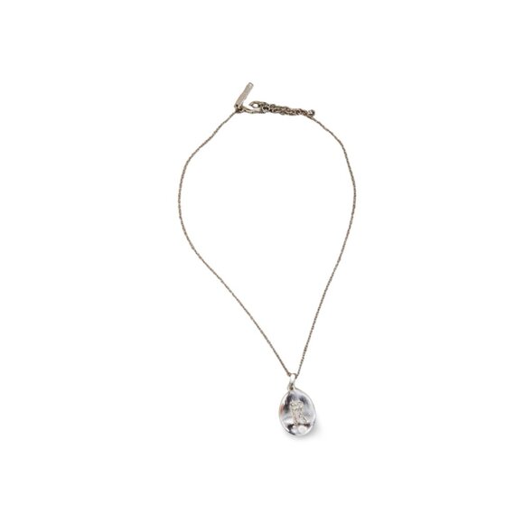 Brilliant Silver Tone Initial "R" White Topaz Pendant Chain Necklace JW1535 - Picture 5 of 5